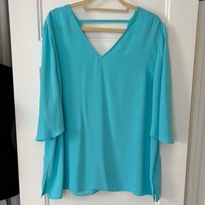 Chico's Bright Aqua V-Neck Flowing Tunic